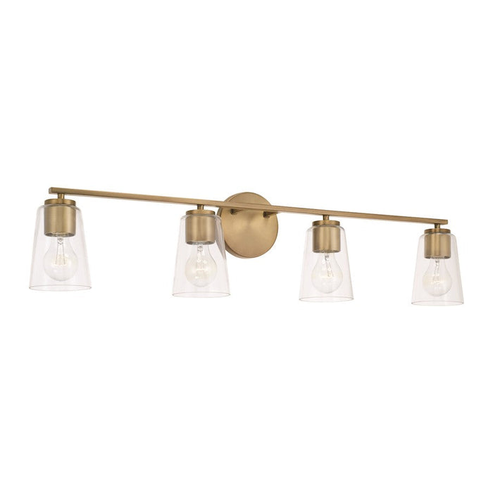 HomePlace Lighting Portman 4 Light Vanity, Brass/Clear - 148641AD-537