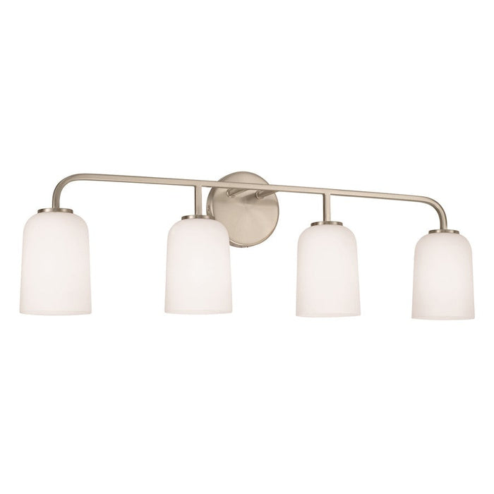 HomePlace Lighting Lawson 4 Light Vanity, Brushed Nickel/White - 148841BN-542