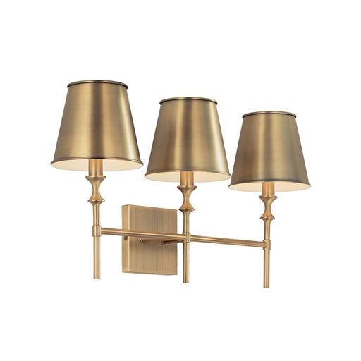 Capital Lighting Whitney 3 Light Vanity, Brass/White - 149731AD-708