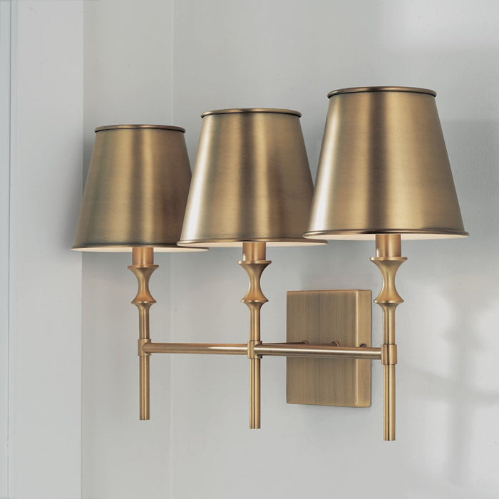 Capital Lighting Whitney 3 Light Vanity, Brass/White