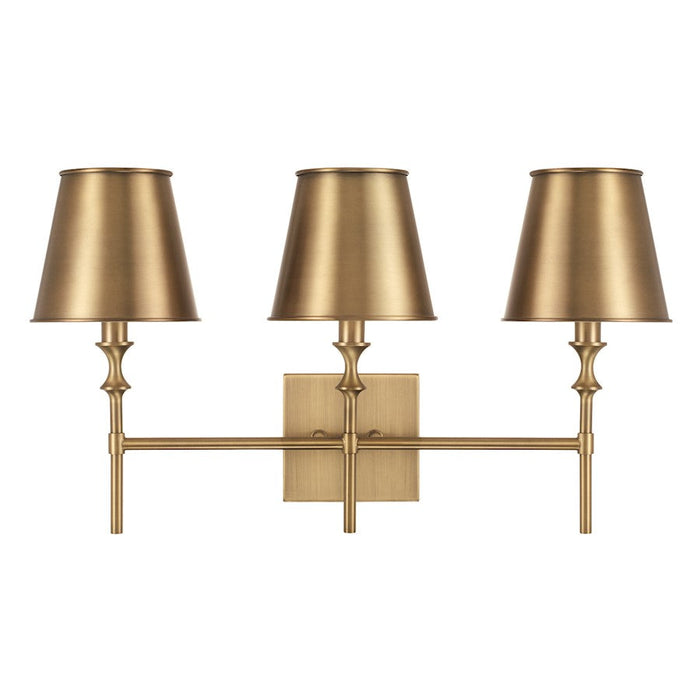 Capital Lighting Whitney 3 Light Vanity, Brass/White