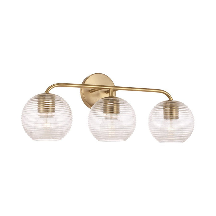 Capital Lighting Dolan 3 Light Vanity, Brass/Clear Ribbed - 149931MA-544