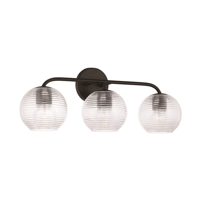 Capital Lighting Dolan 3 Light Vanity, Black/Clear Ribbed - 149931MB-544