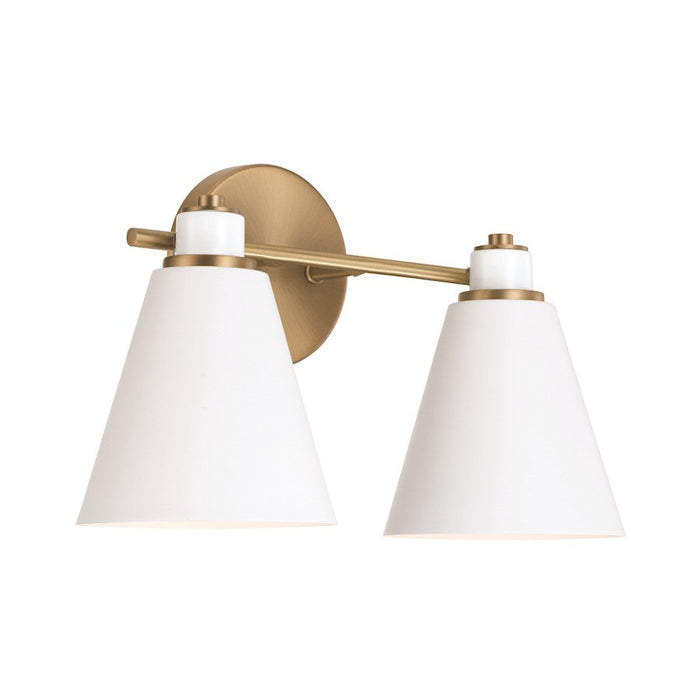 Capital Lighting Bradley 2 Light Vanity, Aged Brass/White - 150121AW