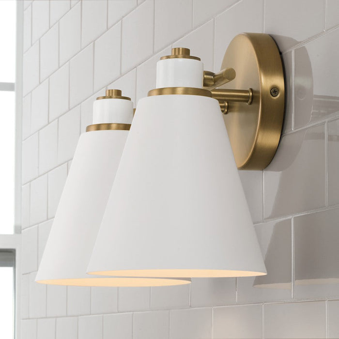 Capital Lighting Bradley 2 Light Vanity, Aged Brass