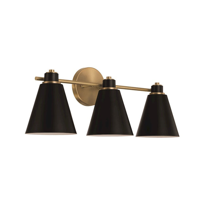 Capital Lighting Bradley 3 Light Vanity, Aged Brass/Black - 150131AB