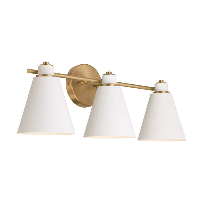 Capital Lighting Bradley 3 Light Vanity, Aged Brass/White - 150131AW