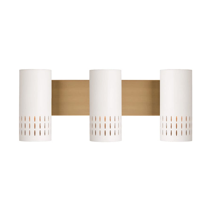 Capital Lighting Dash 3 Light Vanity, Aged Brass/White