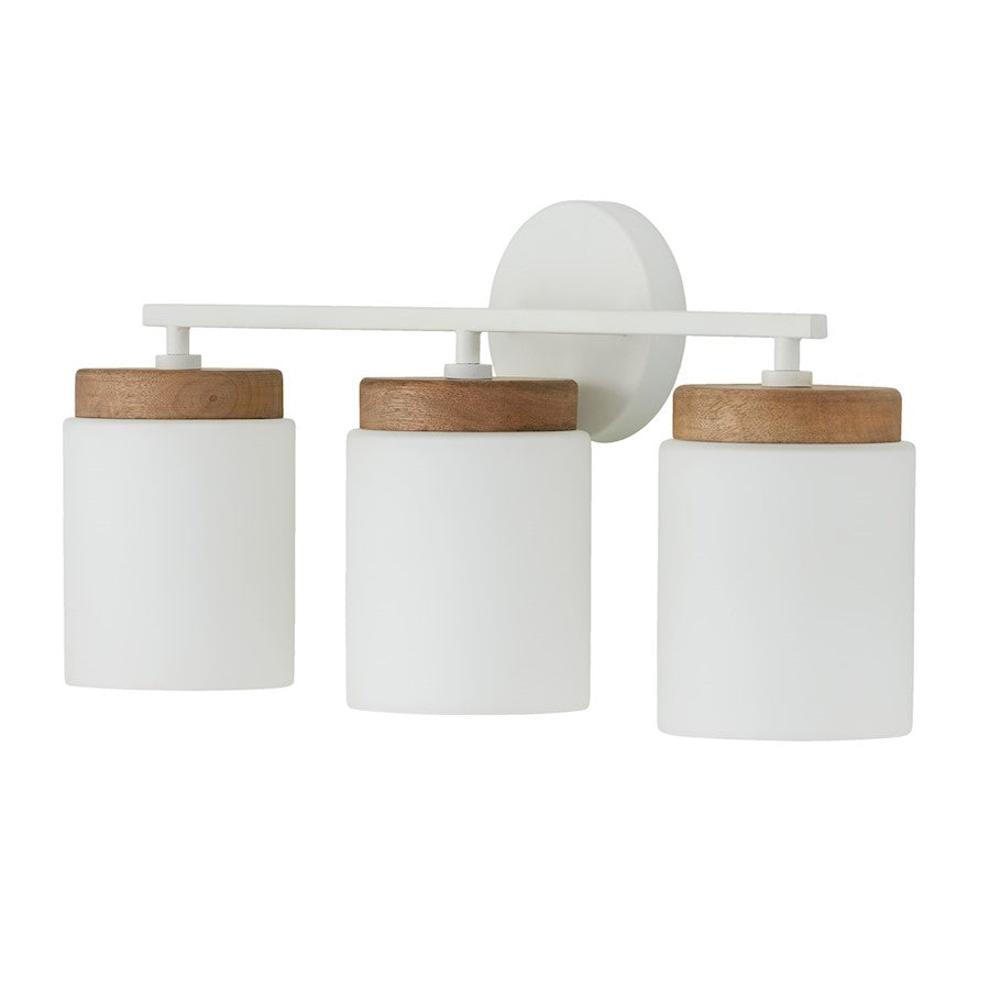 Capital Lighting Liam 3 Light Vanity, Light Wood/White/Soft White - 150931LT-547