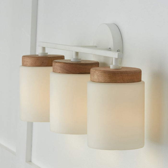 Capital Lighting Liam 3 Light Vanity, Light Wood/White/Soft White