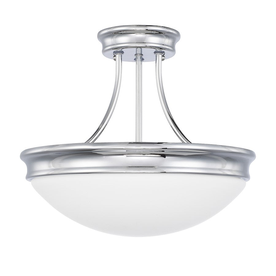 Capital Lighting Hansen 3 Light Semi-Flush Mount, Chrome/White Glass - 2037CH