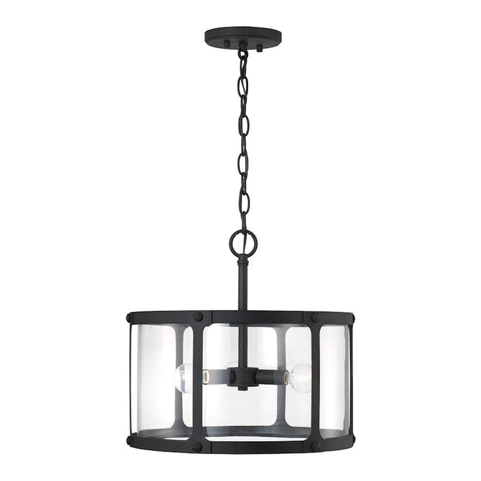 Capital Lighting Brennen 3 Light Semi Flush, Black Iron/Clear