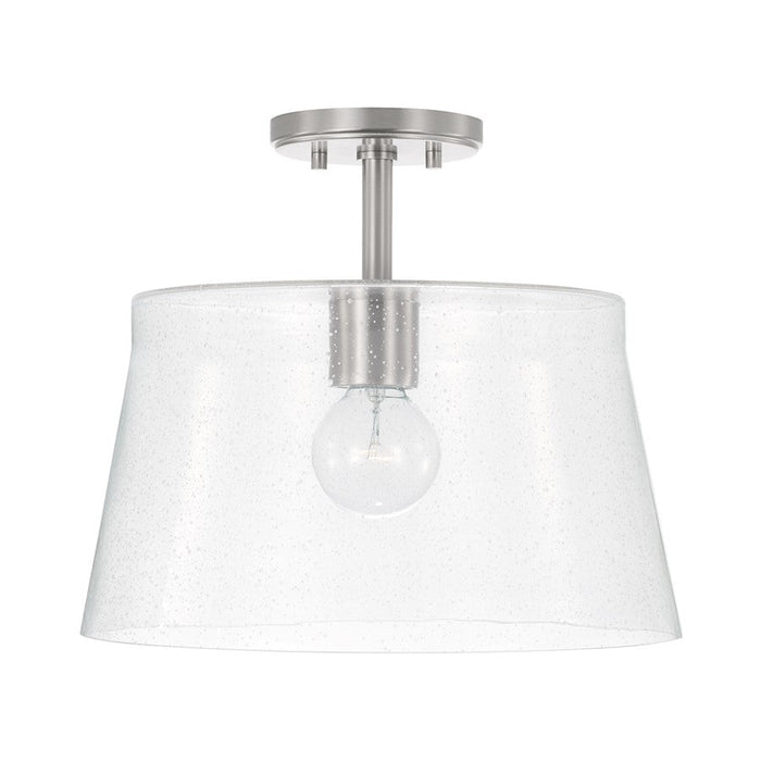 Capital Lighting Baker 1 Light 14" Pendant, Nickel/Clear Seeded - 246911BN