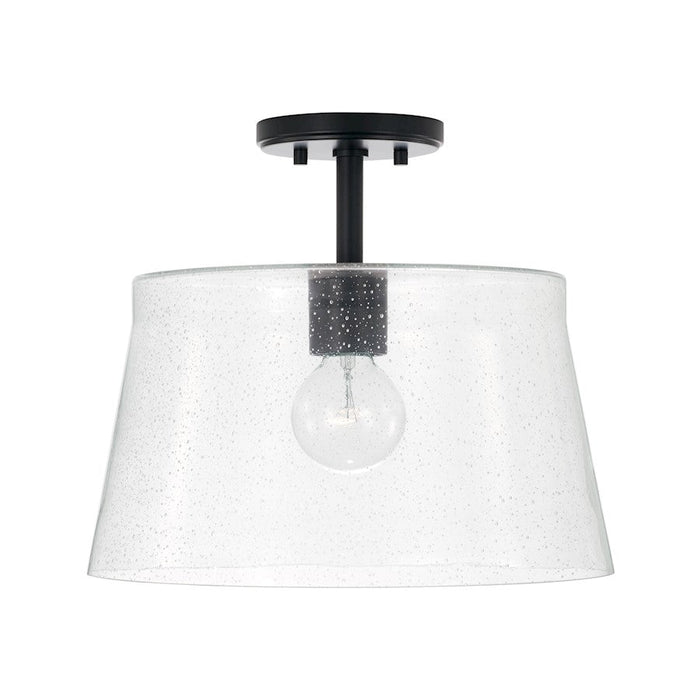 Capital Lighting Baker 1 Light 14" Pendant, Matte Black/Clear Seeded - 246911MB