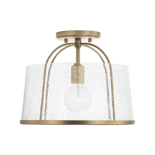 Capital Lighting Madison 1 Light Semi Flush, Aged Brass/Clear Seeded - 247011AD