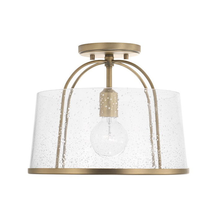 Capital Lighting Madison 1 Light Semi Flush, Aged Brass/Clear Seeded - 247011AD