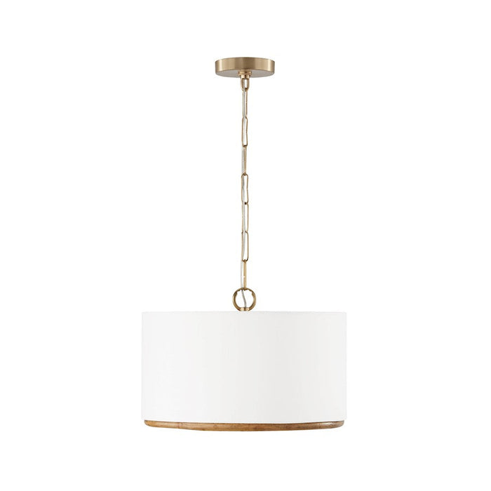 Capital Lighting Soleil 3 Light Semi Flush Mount, Brass/White Fabric