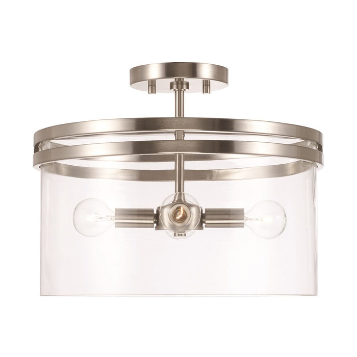 HomePlace Lighting Fuller 4 Light Semi Flush Mount, Nickel/Clear - 248741BN