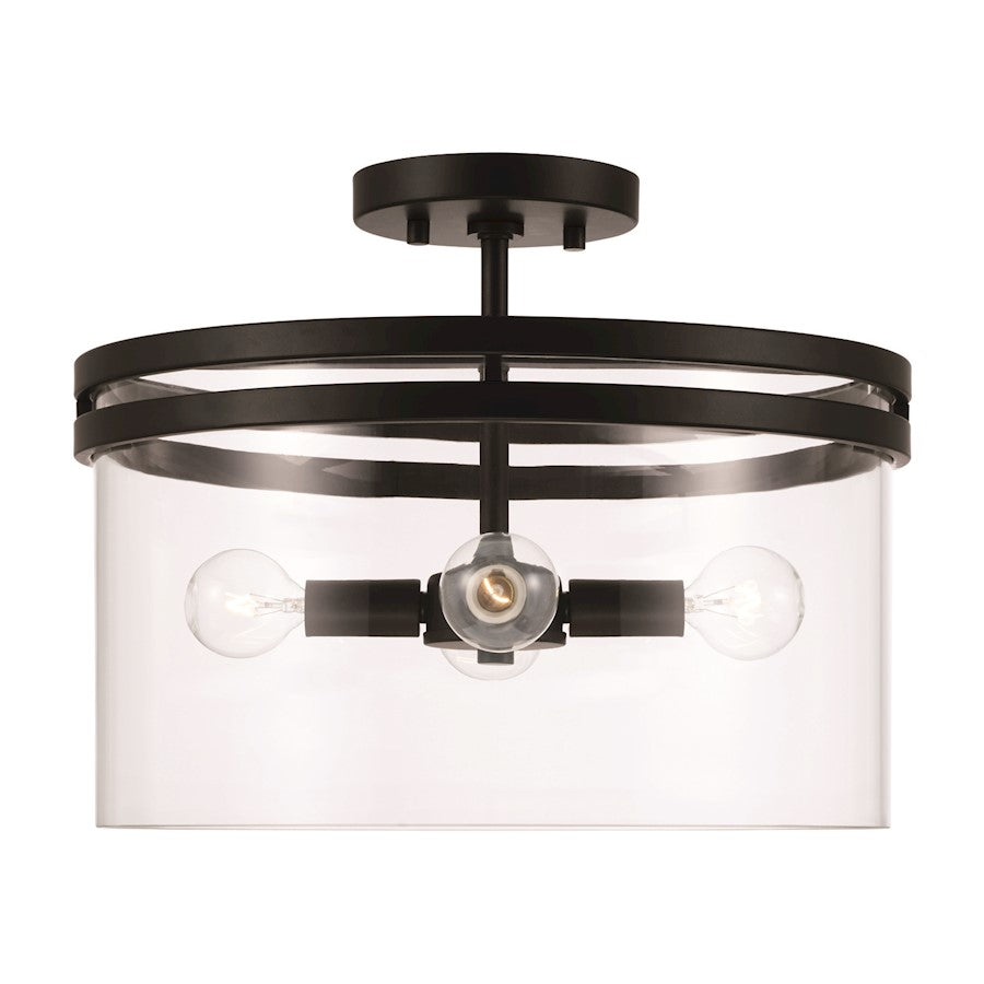 HomePlace Lighting Fuller 4 Light Semi Flush Mount, Black/Clear - 248741MB