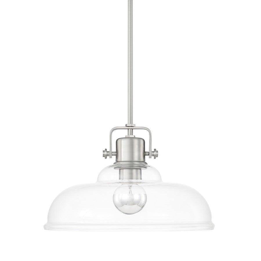 Capital Lighting 1 Light Dome Pendant, Brushed Nickel - 319911BN