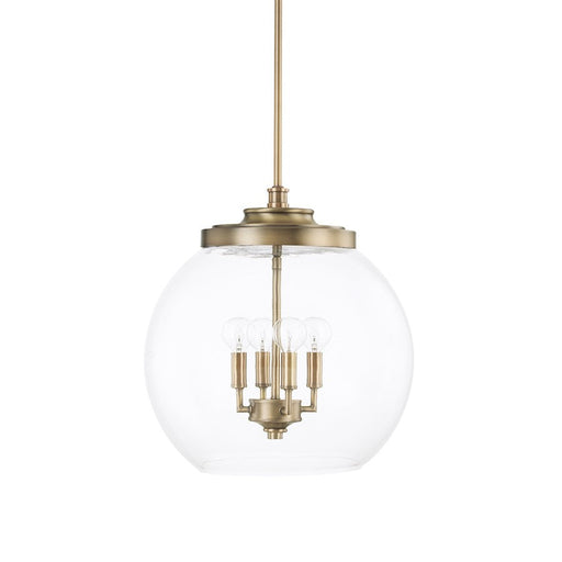 Capital Lighting Mid-Century 4 Light Pendant, Aged Brass - 321142AD