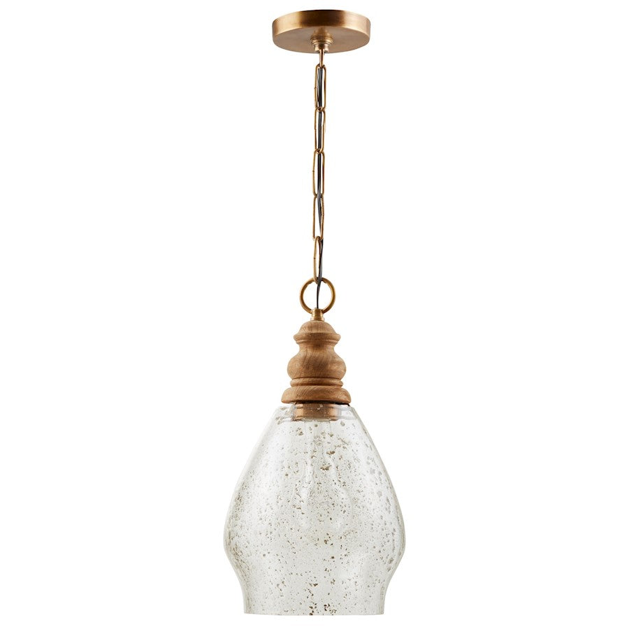 Capital Lighting 1 Light Pendant, Light Wood and Patinaed Brass - 330413LW