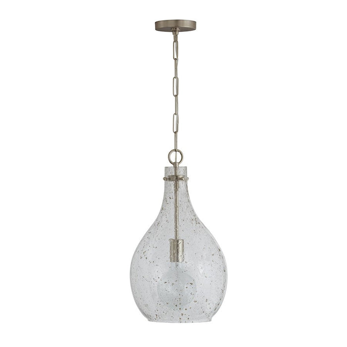 Capital Lighting 1 Light Pendant, Nickel, Stone Seeded Glass - 333813BN-472