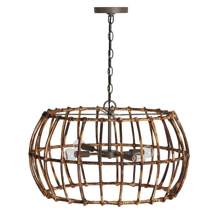 Capital Lighting Sanibel 4 Light Pendant, Blazed Rattan/Nordic Grey - 335742BY