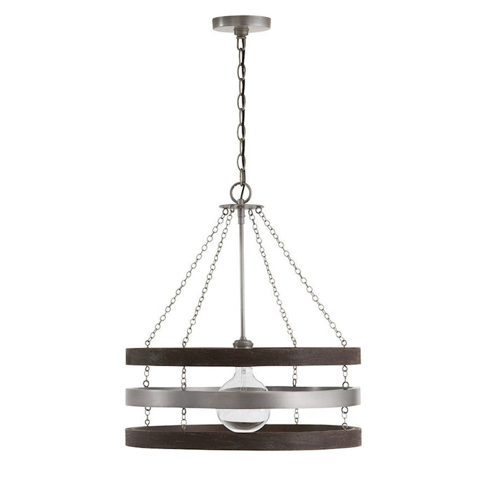 Capital Lighting Ashton 1 Light Large Pendant, Carbon Grey/Nickel - 335812CM