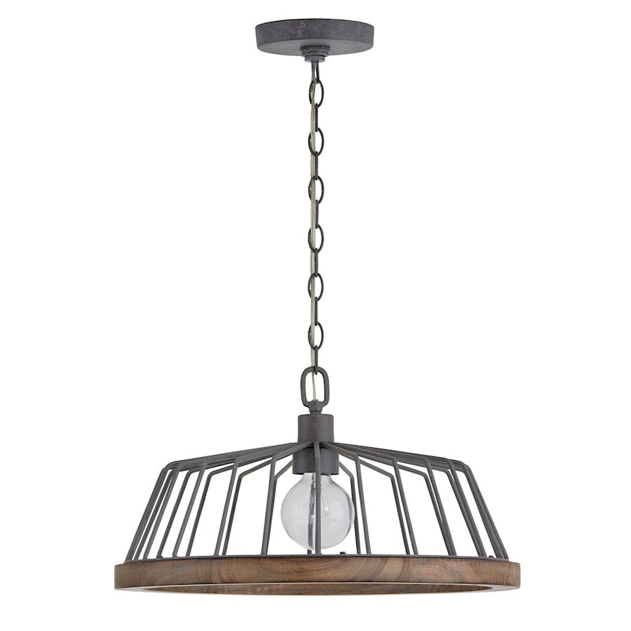 Capital Lighting 1 Light Pendant, Grey Wash/Iron - 336211GL