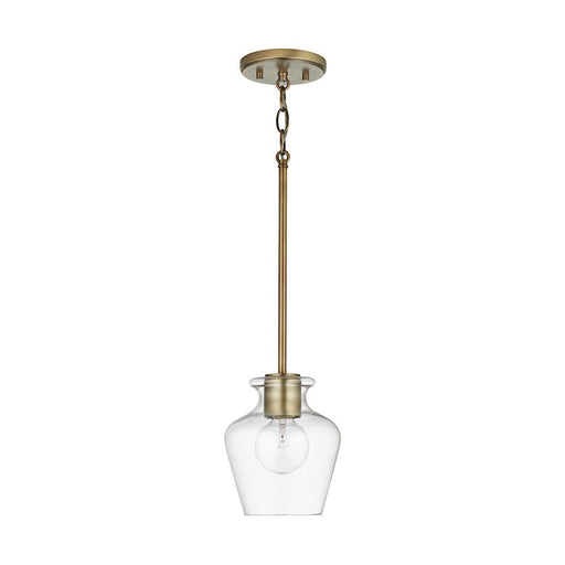 Capital Lighting Danes 1-Light Pendant, Aged Brass/Clear - 338111AD-489