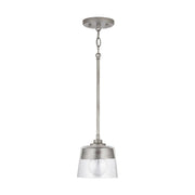 Capital Lighting Decker 1-Light Small Pendant, Washed Grey/Clear - 338211WY