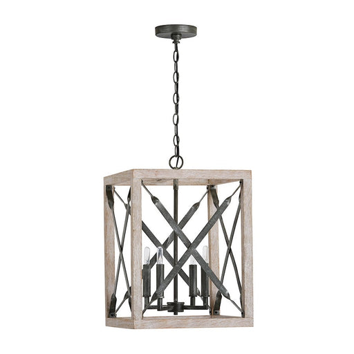 Capital Lighting Remi 4-Light Pendant, Brushed White Wash Nordic Iron - 340441WN