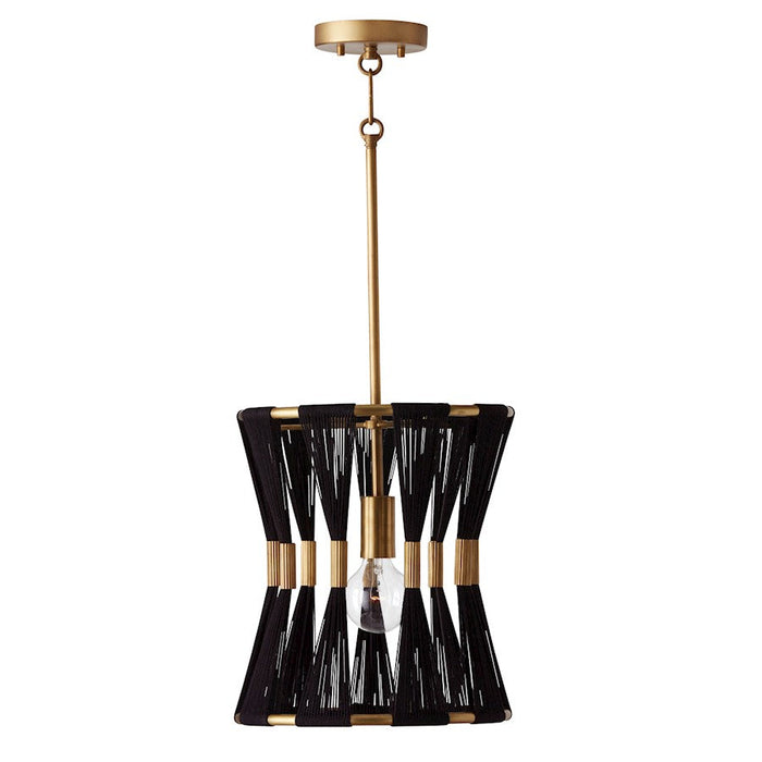 Capital Lighting Bianca 1 Light Pendant, Black Rope/Patinaed Brass - 341111KP