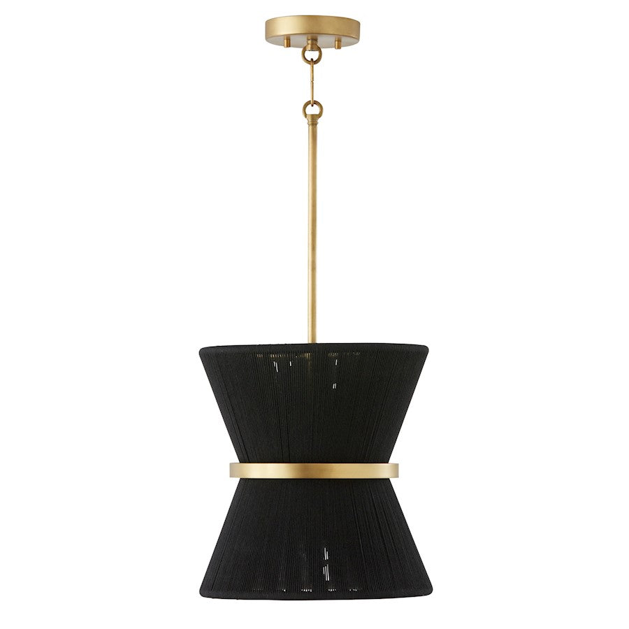 Capital Lighting Cecilia 1 Light Pendant, Black Rope/Patinaed Brass - 341211KP