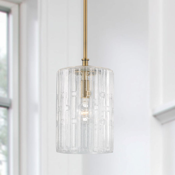 Capital Lighting Emerson 1 Light Pendant, Embossed Seeded