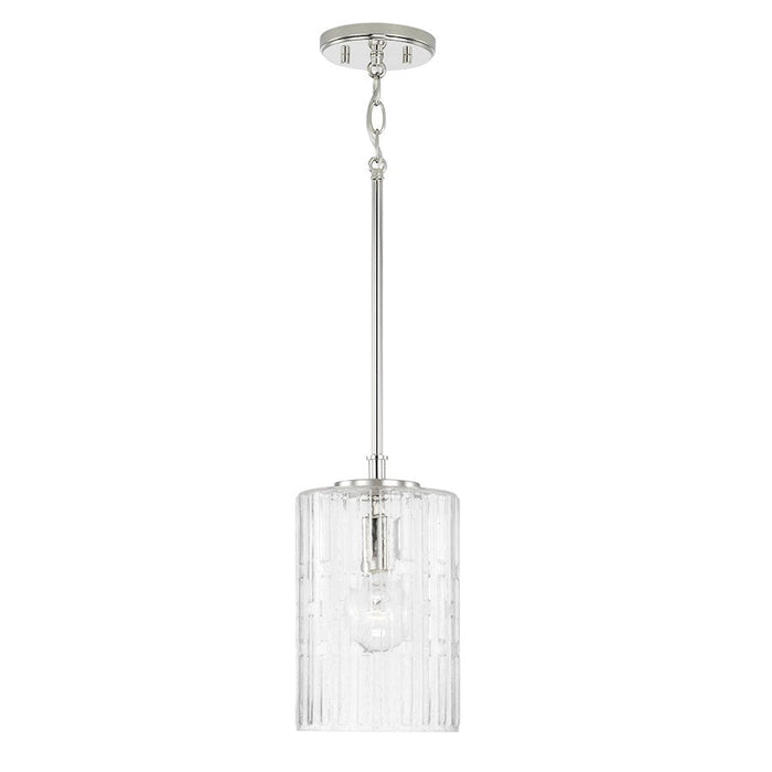 Capital Lighting Emerson 1 Light Pendant, Nickel/Embossed Seeded - 341311PN