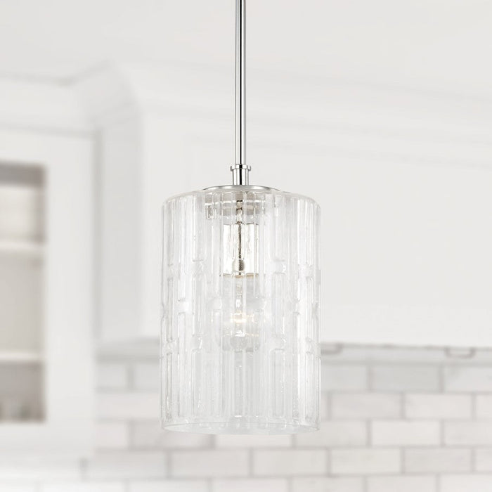 Capital Lighting Emerson 1 Light Pendant, Embossed Seeded