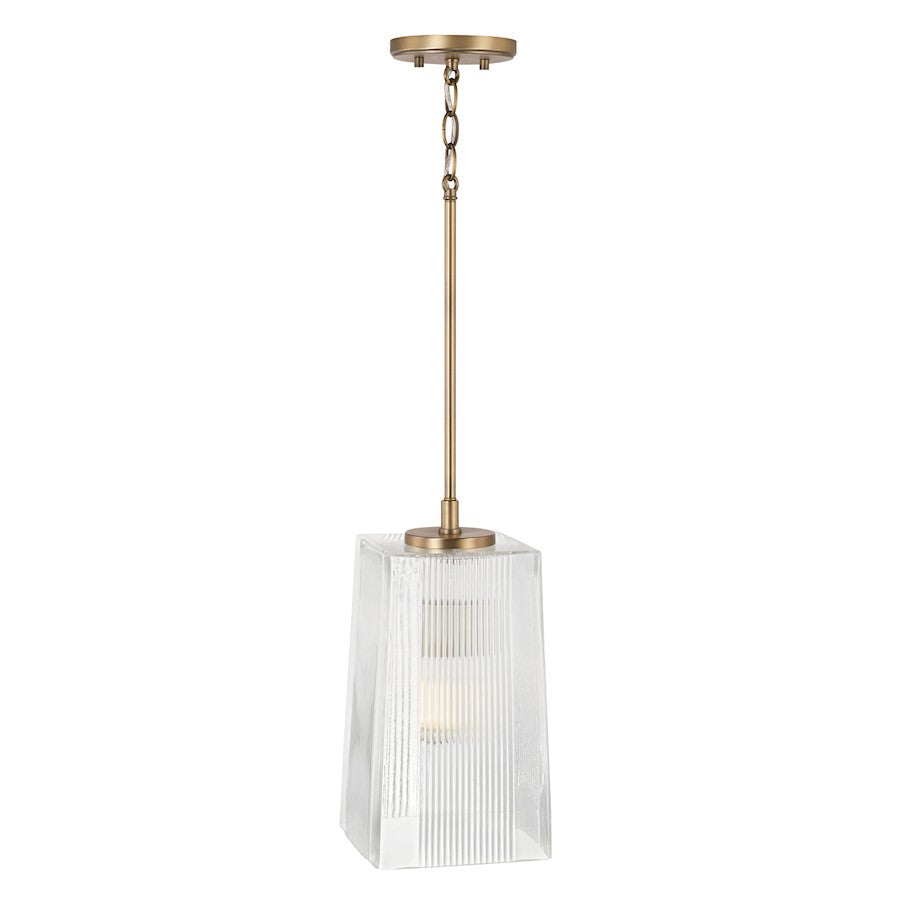 Capital Lighting Lexi 1 Light Pendant in Aged Brass/Clear Fluted - 341711AD