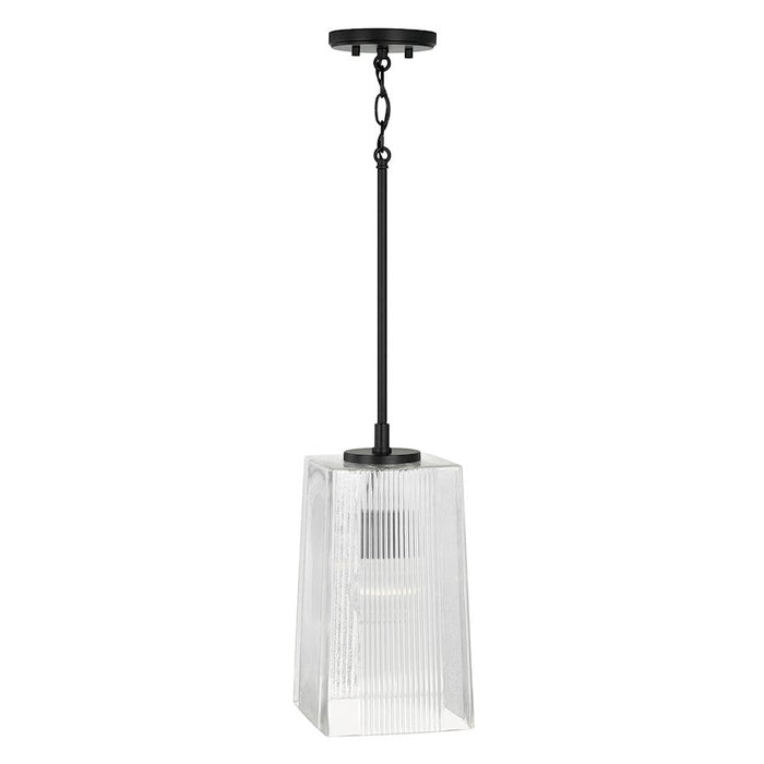 Capital Lighting Lexi 1 Light Pendant in Matte Black/Clear Fluted - 341711MB