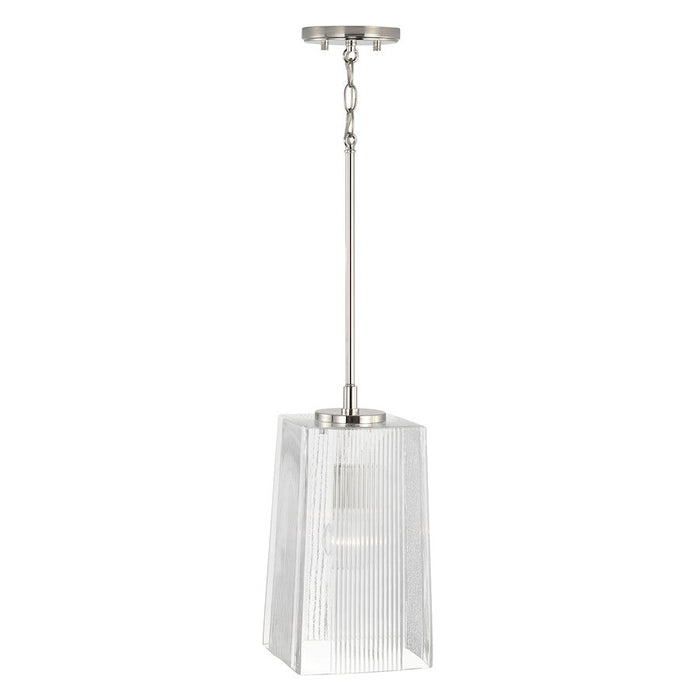 Capital Lighting Lexi 1 Light Pendant, Polished Nickel/Clear Fluted - 341711PN