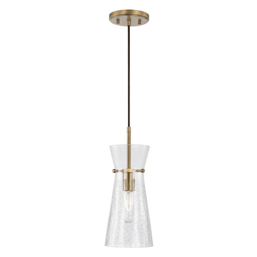 Capital Lighting Mila 1 Light Pendant, Aged Brass/Clear Half-Crackle - 342411AD