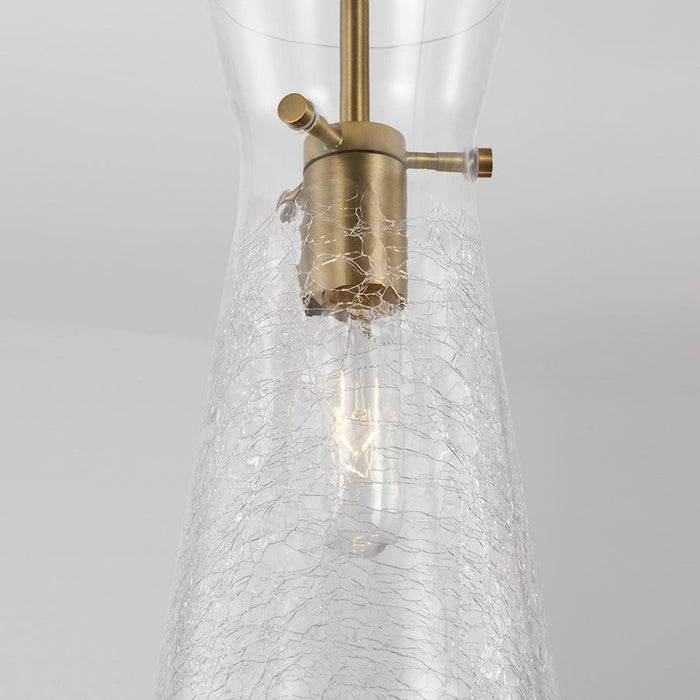 Capital Lighting Mila 1 Light Pendant, Clear Half-Crackle