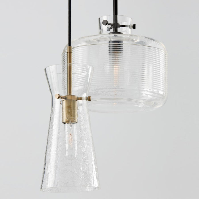 Capital Lighting Mila 1 Light Pendant, Clear Half-Crackle