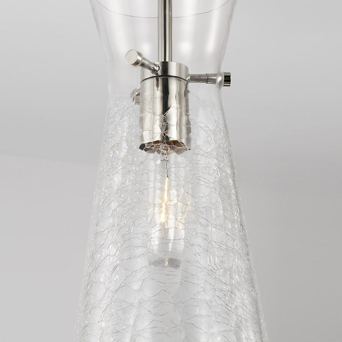 Capital Lighting Mila 1 Light Pendant, Clear Half-Crackle