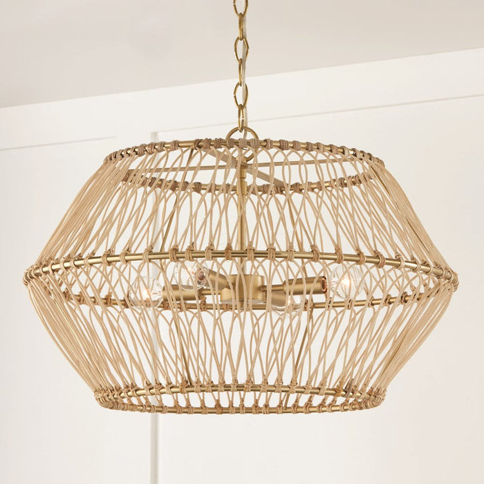 Capital Lighting Wren 4 Light Pendant, Brass/Natural