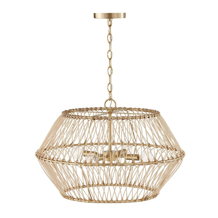 Capital Lighting Wren 4 Light Pendant, Brass/Natural