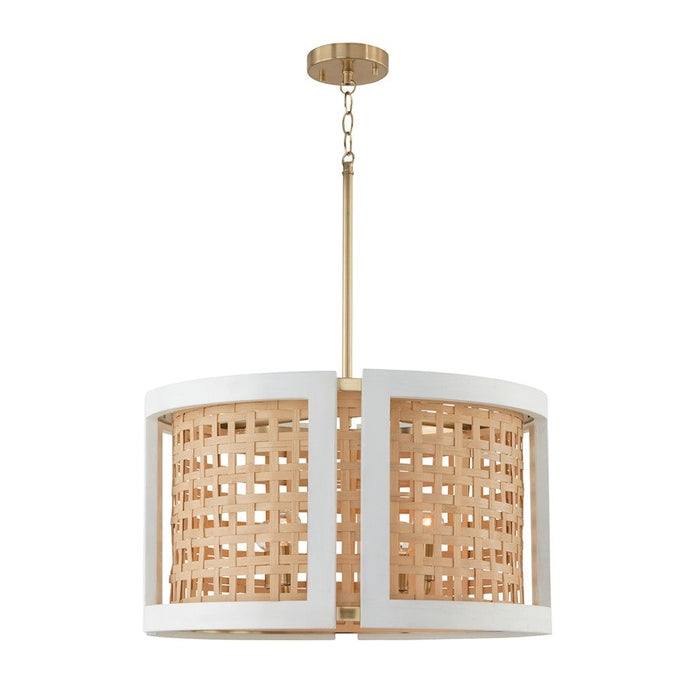 Capital Lighting Lola 4 Light Pendant, Flat White/Matte Brass