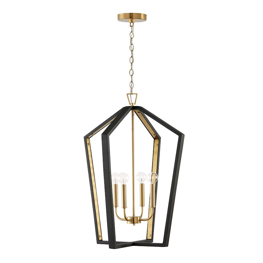 Capital Lighting Maren 4 Light Pendant, Flat Black/Matte Brass - 344541KM