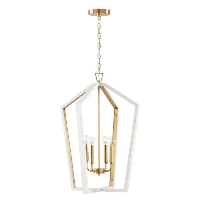 Capital Lighting Maren 4 Light Pendant, Flat White/Matte Brass - 344541WM